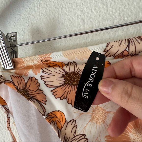 Adore Me NEW Laila Push Up Bikini Set Boho Beachy Floral Orange Vacation - Picture 7 of 16